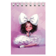 Блокнот А7  40л гребень "Балерина с бантом" кл., УФ-лак