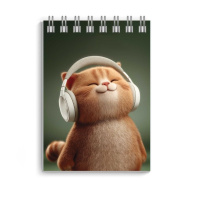 Блокнот А7  40л гребень "Кот в наушниках" кл., УФ-лак