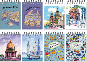 Блокнот А7  40л гребень "Питер" кл., УФ-лак