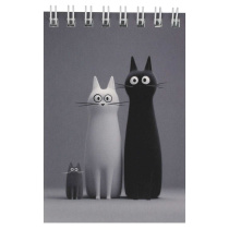Блокнот А7  40л гребень "Чёрно-белые коты" кл., УФ-лак
