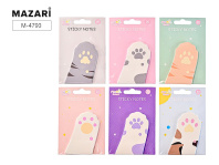 Бумага с липким краем  30л, фигурная "Лапки" 75*50мм, 6 видов