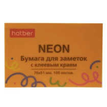 Бумага с липким краем (76*51мм) 100л "Neon. Оранжевый"