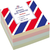 Бумага с липким краем (76*76мм)  400л, 4 цв. ПАСТЕЛЬ