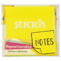 Бумага с липким краем (76*76мм)  80л, желтый, НЕОН