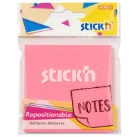 Бумага с липким краем (76*76мм)  80л, пурпурный, НЕОН