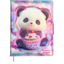 Дневник универсальн. обл. кожзам, тв.пер. " Sweet Panda"  с поролоном, магнитная створка.,48л
