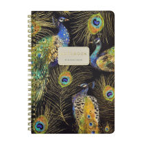 Записная книжка А5  60л. картон, гребень "Fauna. Павлины" кл., софт-тач, фольга