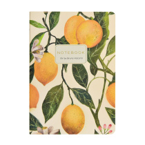 Записная книжка А6  32л. картон, сшивка "Flora. Paradise. Lemons" лин., софт-тач, фольга