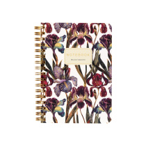 Записная книжка А6  60л. картон, гребень "Flora. Ирисы" кл., софт-тач, фольга