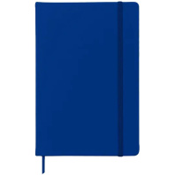Записная книжка А6  80л. кожзам Soft Touch, клетка, верт.резинка, синяя