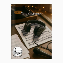 Тетрадь для нот А4 12л., расшир.нотный стан, скоба "Наушники и партитура"