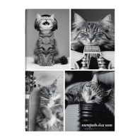 Тетрадь для нот А4 16л., вертик., скоба "Кот и музыка"