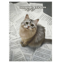 Тетрадь для нот А4 32л., вертик., гребень "Кот и партитура" мат.лам.