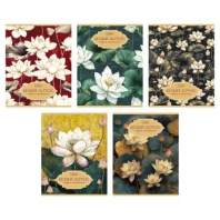 Тетрадь А5 48л кл. Hatber  пласт.обл. "Белый лотос" 5диз.в блоке