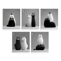 Тетрадь А5 48л кл. Феникс+ "Чёрно-белые коты" выб.УФ-лак