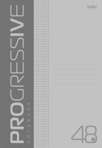 Тетрадь А4  48л кл. скоба Hatber  пласт.обл. "Прогрессия. Серая"*