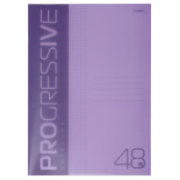 Тетрадь А4  48л кл. скоба Hatber  пласт.обл. "Прогрессия. Фиолетовая"*