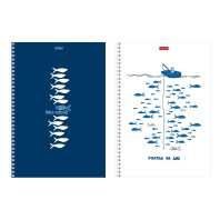 Тетрадь А4  80л кл. гребень Hatber "Рыба моя" перф.на отрыв, цв.срез, софт-тач, 2диз.*