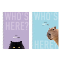 Тетрадь А4  96л кл. гребень Hatber "Кто здесь?" мат.лам., перф.на отрыв, 2диз.в блоке