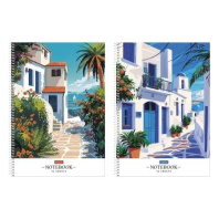 Тетрадь А4  96л кл. гребень Hatber "Солнечные кварталы" 2диз.в блоке, тисн., перф.на отрыв