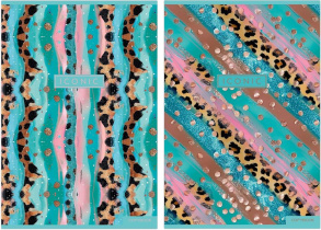 Тетрадь А4  96л кл. скоба Полином "Pastel gold leopard" софт-тач, БЕЗ ПОЛЕЙ*