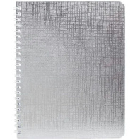 Тетрадь А5  48л кл. гребень бумвинил Hatber "Металлик. Белая"