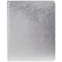 Тетрадь А5  96л кл. гребень бумвинил Hatber "Металлик. Серебро"