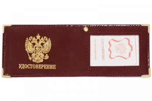 Обложка для Удостоверения с окошком кожа, бордо