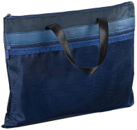 Папка - портфель  А4 1 отд. на молнии ткань синяя