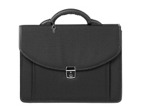 Портфель ткань Волосово 2 отд., мет.замок, чёрный