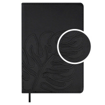 Ежедневник недат. А5 160л. кожзам, тв.пер. "Буйвол черный" аппликация, ляссе