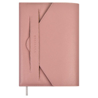 Ежедневник недат. А5 160л., кож.зам., тв.пер. "Наппа розовый" блинт.тисн., ляссе