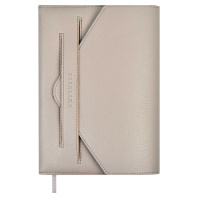 Ежедневник недат. А5 160л., кож.зам., тв.пер. "Наппа серый" блинт.тисн., ляссе