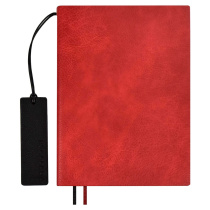 Ежедневник недат. А5+ 160л., кож.зам., мягк.пер. "Шеврет красный" блинт.тисн. ляссе-закладка