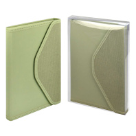 Ежедневник недат. А5+ 160л., кож.зам., тв.пер. "Лейкер Пике оливковый" тиснен., ляссе, магнит