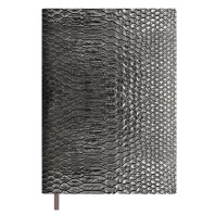 Ежедневник недат. А6+ 160л., кож.зам., мягк.пер. "Анаконда металлик стальная" ляссе