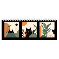 Планинг дат. 2026г 290*100мм 64л., картон, гребень "Коты и листья"+ПОДАРОК