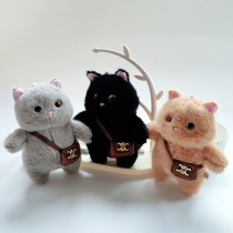 Брелок "Котик с сумкой", текстиль, ассорти цветов