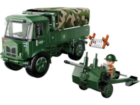Конструктор пластм. Qman "Грузовик с пушкой" 442 дет.  (упаковка не русифицирована)