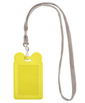 Бейдж 70*107мм вертик., с ушками, лента с карабином, лайм