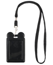 Бейдж 70*107мм вертик., с ушками, лента с карабином, черный