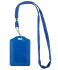 Бейдж 75*110мм вертик., ПВХ, лента с карабином, синий