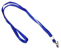 Лента для бейджа длина 43см с мет прищепкой, синяя