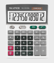 Калькулятор  12 разр. Skainer  настольный, проф., двойное питание, черный SK-802ML