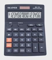 Калькулятор  16 разр. Skainer  настольный, двойное питание, черный SK-116