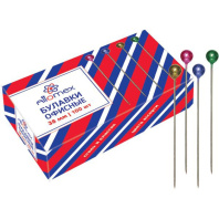 Булавки офисные, L38 мм, 100 шт, с цветной головкой, карт.упак.