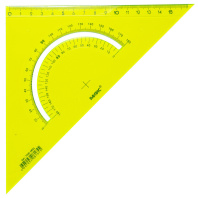 Угольник пласт. 18см 45гр. с транспортиром, прозр. цветной
