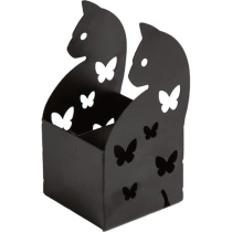 Подставка для шк.принадлежностей "Сat" 8x8x6,8 см, в форме кошечки, метал.черная