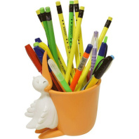 Стакан для шк.принадлежностей "Пеликан"  8*11*13см , пластиковая*