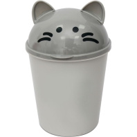 Контейнер для мусора наст."deVENTE. Ghost Meow" с крышкой, серый